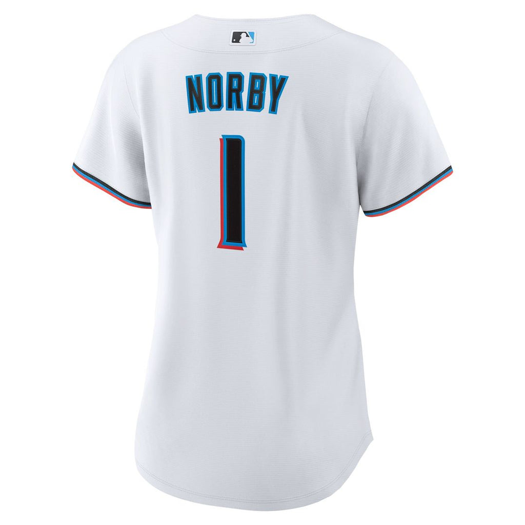 Miami Marlins Connor Norby Nike Women's Home Replica Jersey - White Team Jersey Sports Fan Apparel