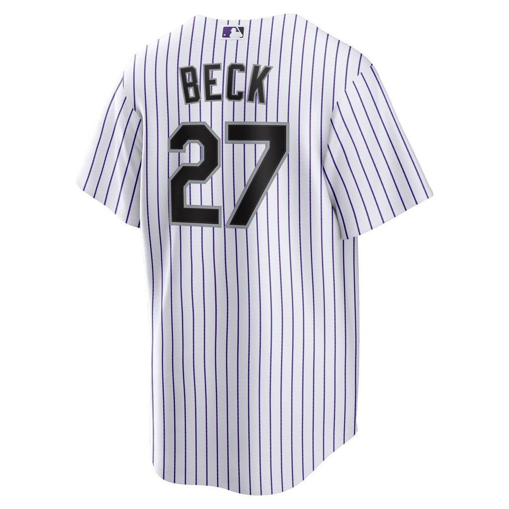 Colorado Rockies Jordan Beck Nike Home Replica Jersey - White Team Jersey Sports Fan Apparel