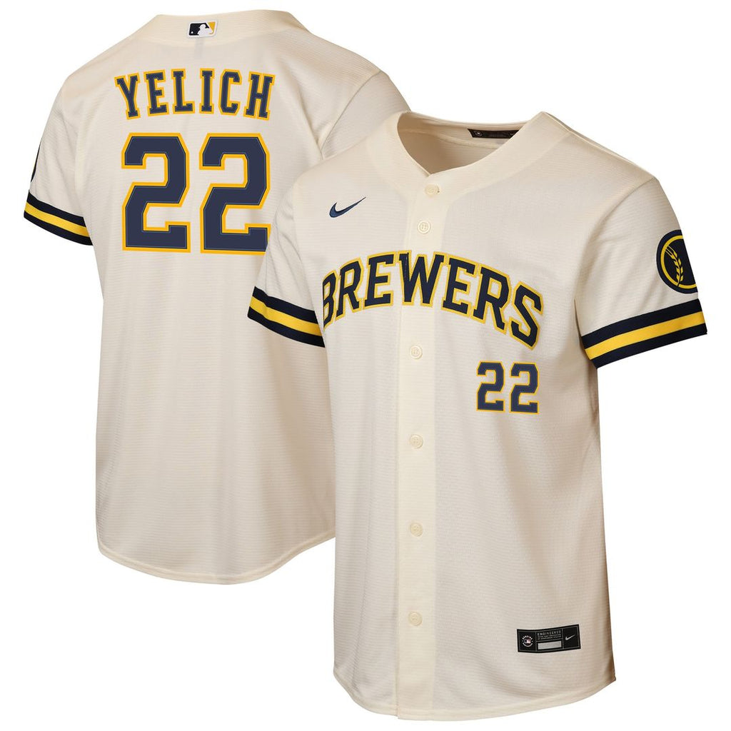 Milwaukee Brewers Christian Yelich Nike Youth Home Stadium Jersey - Cream Team Jersey Sports Fan Apparel