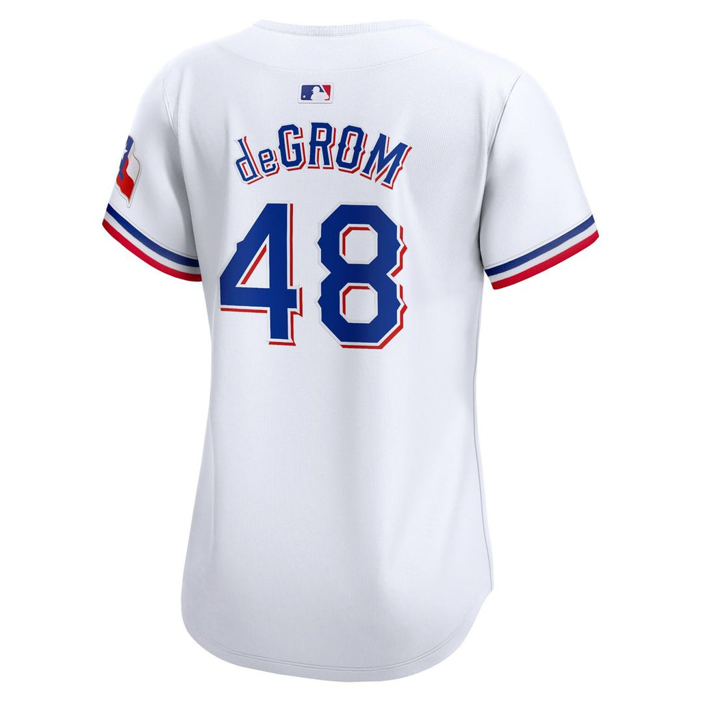 Texas Rangers Jacob deGrom Nike Women's Home Limited Player Jersey - White Team Jersey Sports Fan Apparel