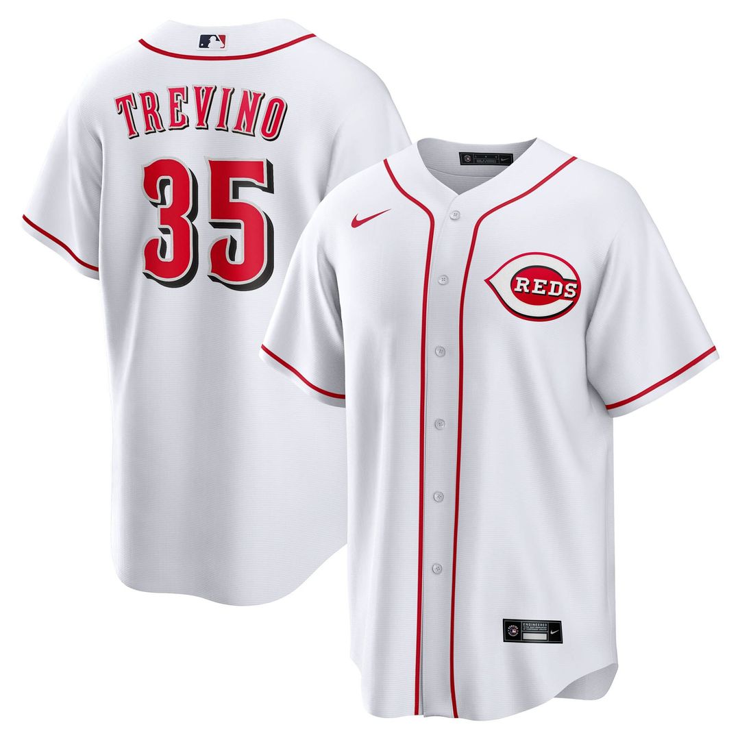 Cincinnati Reds Jose Trevino Nike Home Replica Jersey - White Team Jersey Sports Fan Apparel