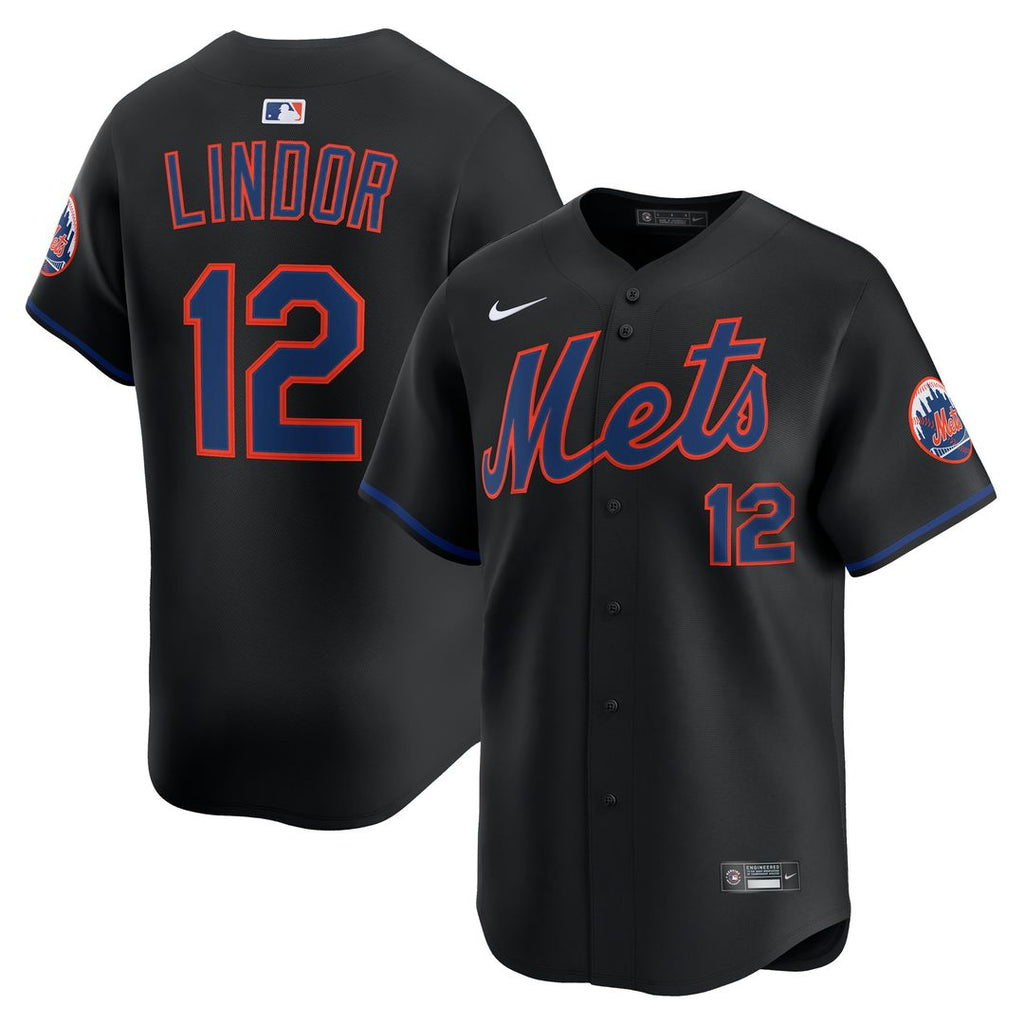 New York Mets Francisco Lindor Nike Alternate Limited Jersey - Black Team Jersey Sports Fan Apparel
