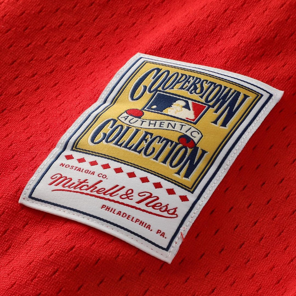 Philadelphia Phillies Jimmy Rollins Mitchell & Ness Cooperstown Mesh Batting Practice Button - Up Jersey - Red Team Jersey Sports Fan Apparel