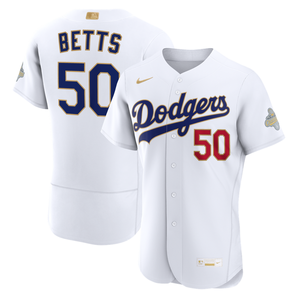 Los Angeles Dodgers Mookie Betts Nike 2026 Gold Collection Authentic Jersey - White Team Jersey Sports Fan Apparel