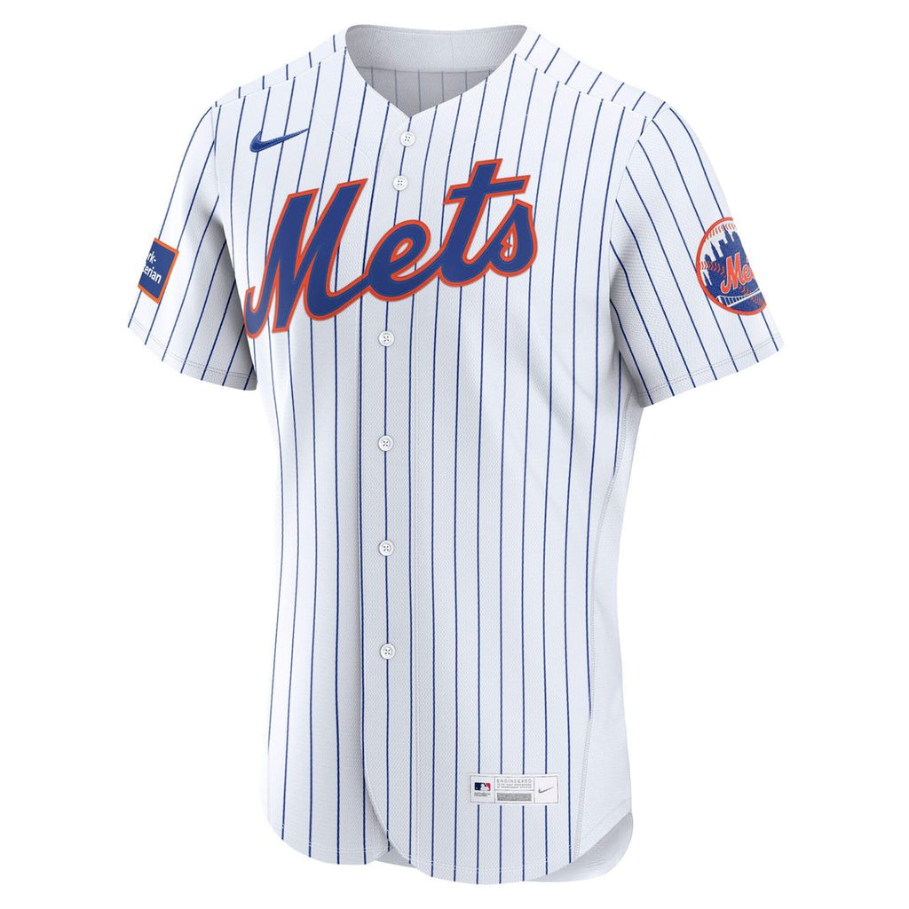 New York Mets Nike Home Sponsor Patch Authentic Jersey - White Team Jersey Sports Fan Apparel