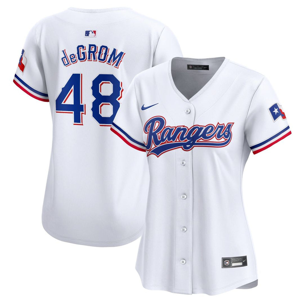 Texas Rangers Jacob deGrom Nike Women's Home Limited Player Jersey - White Team Jersey Sports Fan Apparel