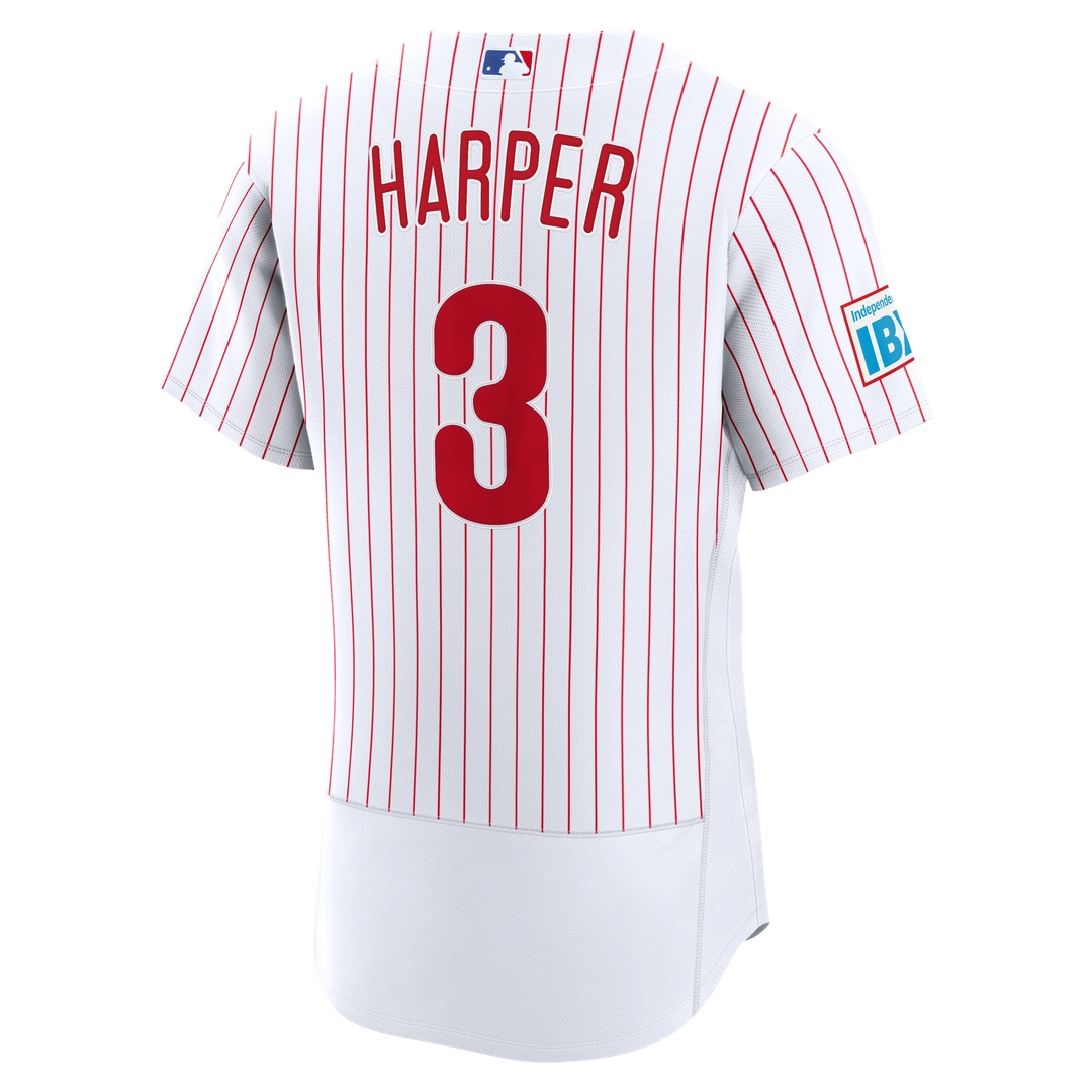 Philadelphia Phillies Bryce Harper Nike Home Authentic Sponsor Patch Jersey - White Team Jersey Sports Fan Apparel