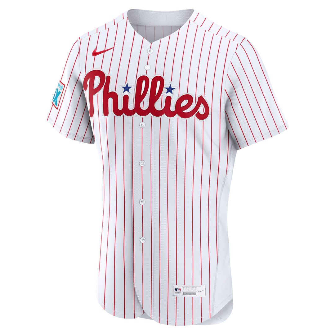 Philadelphia Phillies Nike Home Sponsor Patch Authentic Jersey - White Team Jersey Sports Fan Apparel