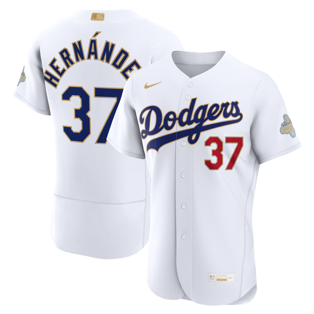Los Angeles Dodgers Teoscar Hernández Nike 2026 Gold Collection Authentic Jersey - White Team Jersey Sports Fan Apparel