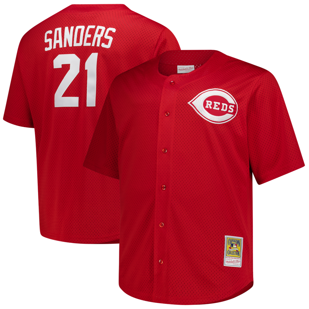 Cincinnati Reds Deion Sanders Mitchell & Ness Big & Tall Cooperstown Mesh Batting Practice Jersey - Red Team Jersey Sports Fan Apparel