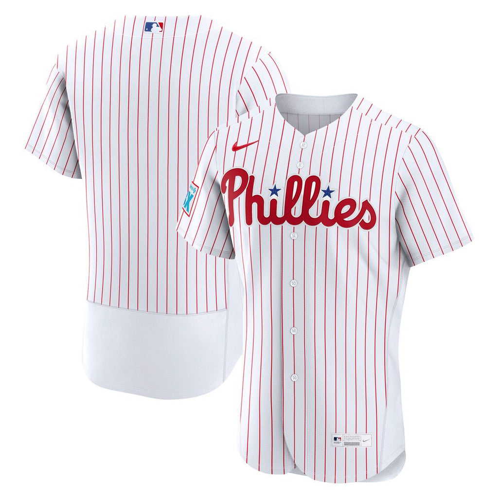 Philadelphia Phillies Nike Home Sponsor Patch Authentic Jersey - White Team Jersey Sports Fan Apparel
