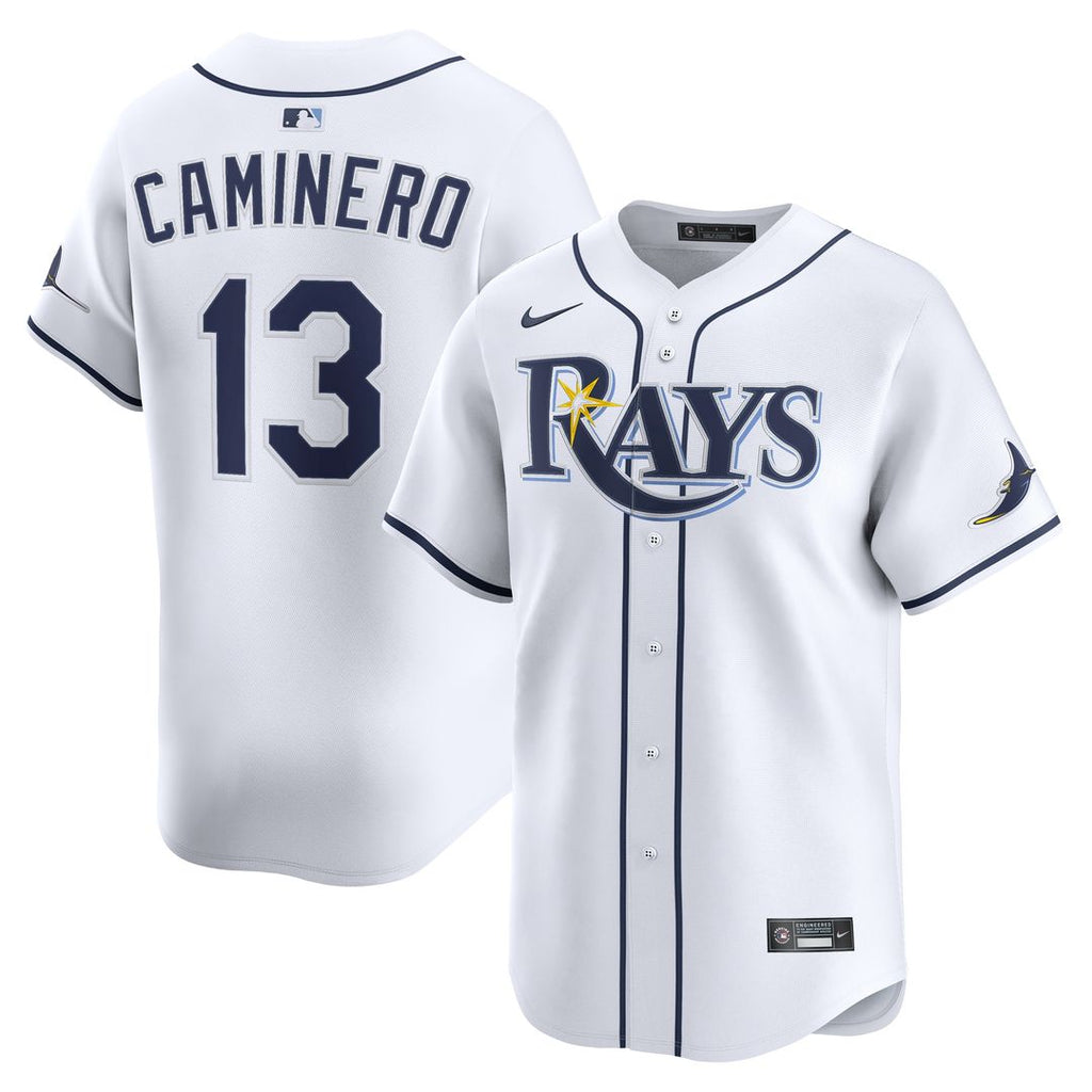 Tampa Bay Rays Junior Caminero Nike Home Limited Jersey - White Team Jersey Sports Fan Apparel
