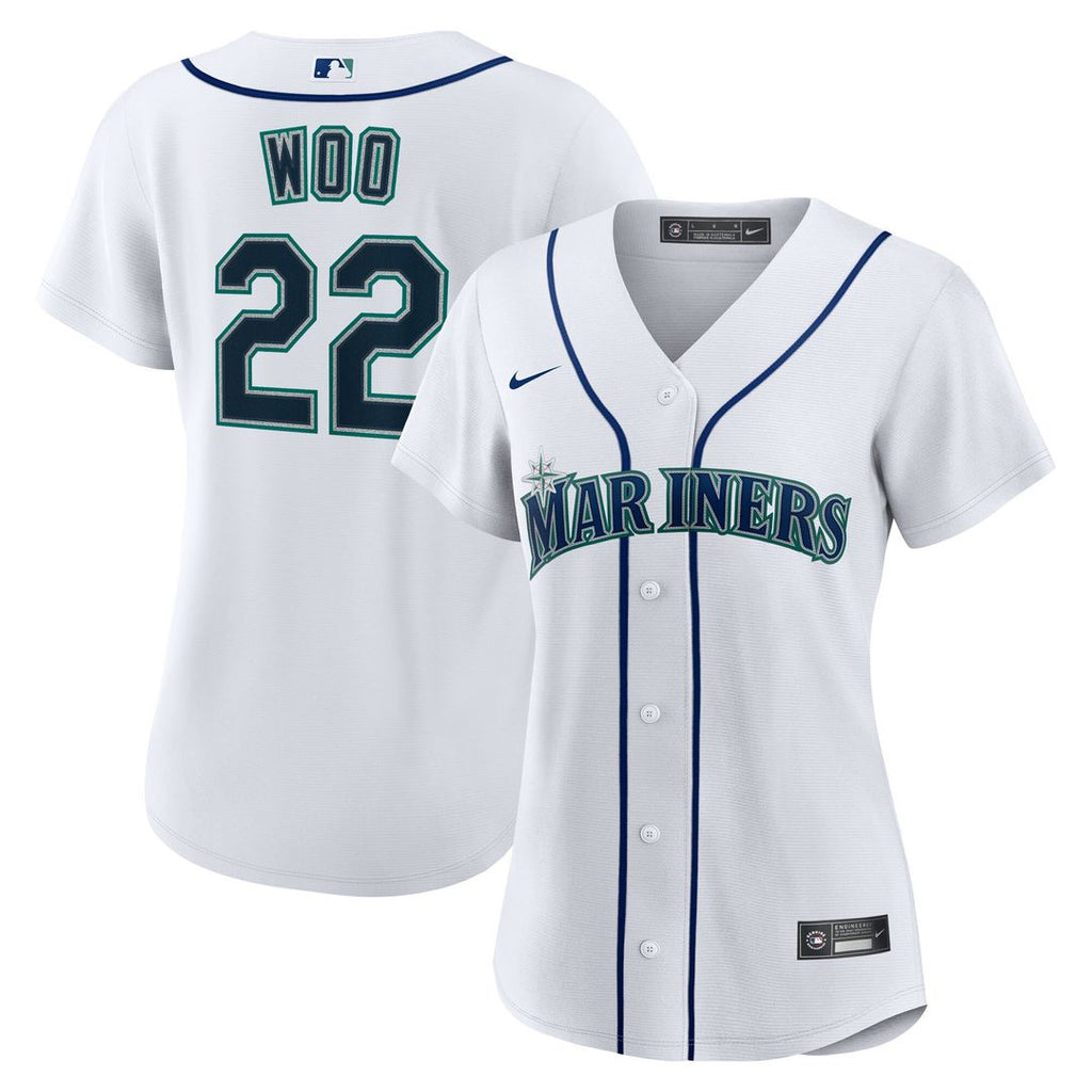 Seattle Mariners Bryan Woo Nike Women's Home Replica Jersey - White Team Jersey Sports Fan Apparel