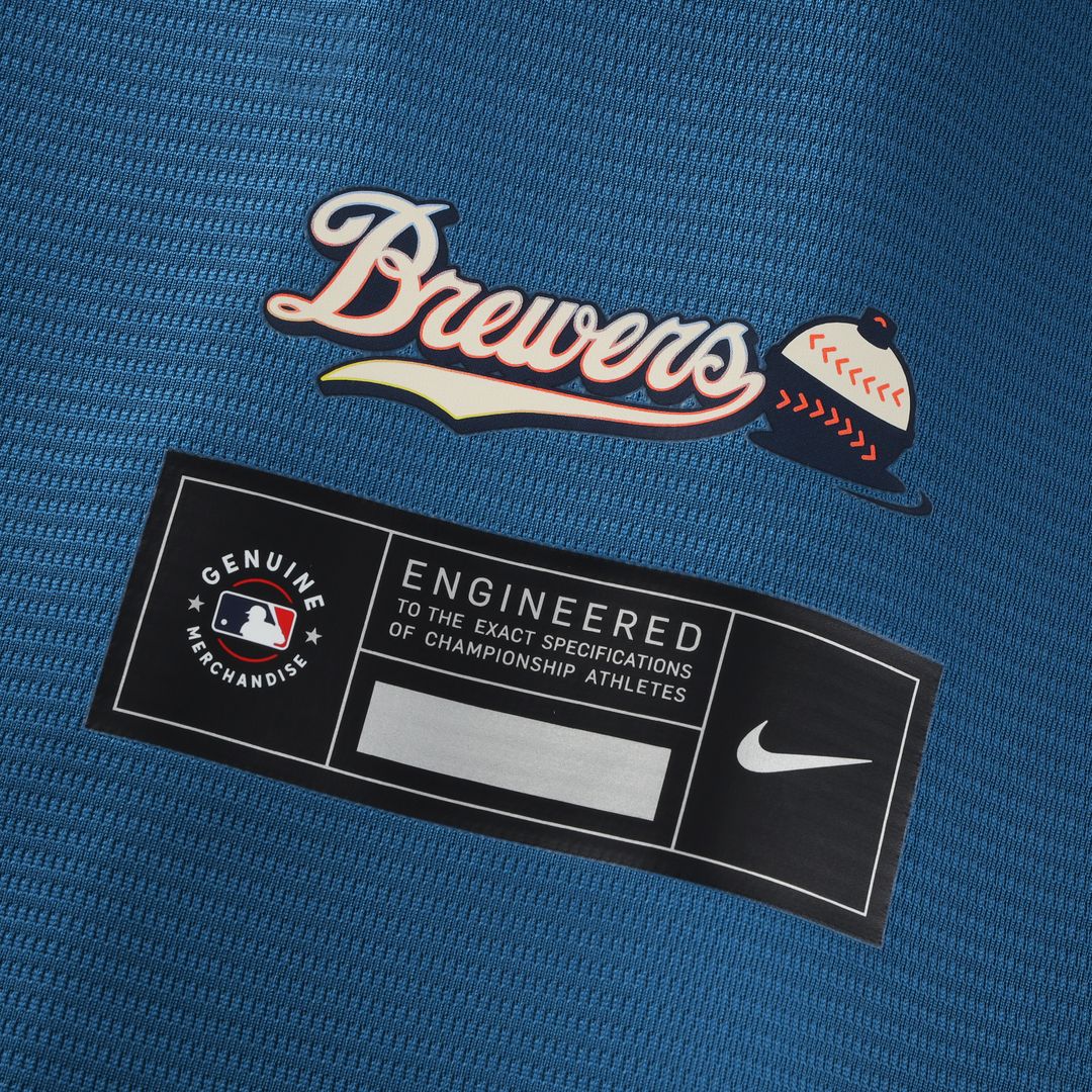 Milwaukee Brewers Brice Turang Nike 2026 City Connect Stadium Jersey - Mineral Blue Team Jersey Sports Fan Apparel