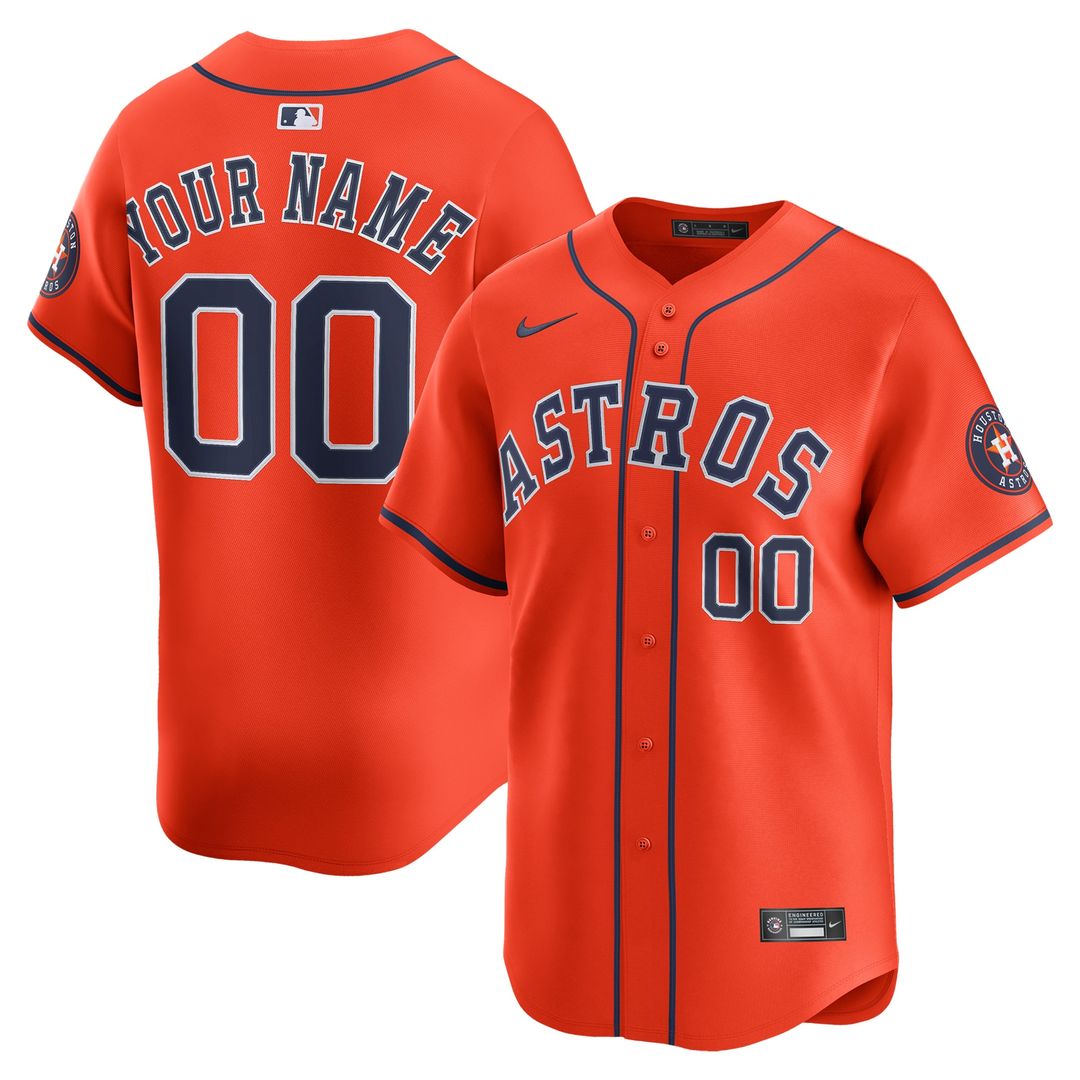 Houston Astros Nike Alternate Limited Custom Jersey - Orange Team Jersey Sports Fan Apparel