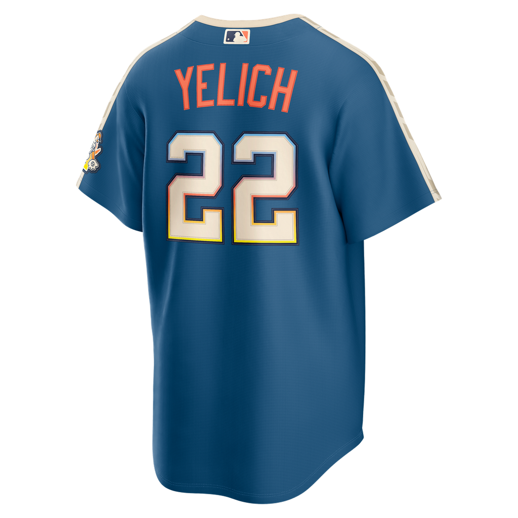 Milwaukee Brewers Christian Yelich Nike 2026 City Connect Stadium Jersey - Mineral Blue Team Jersey Sports Fan Apparel
