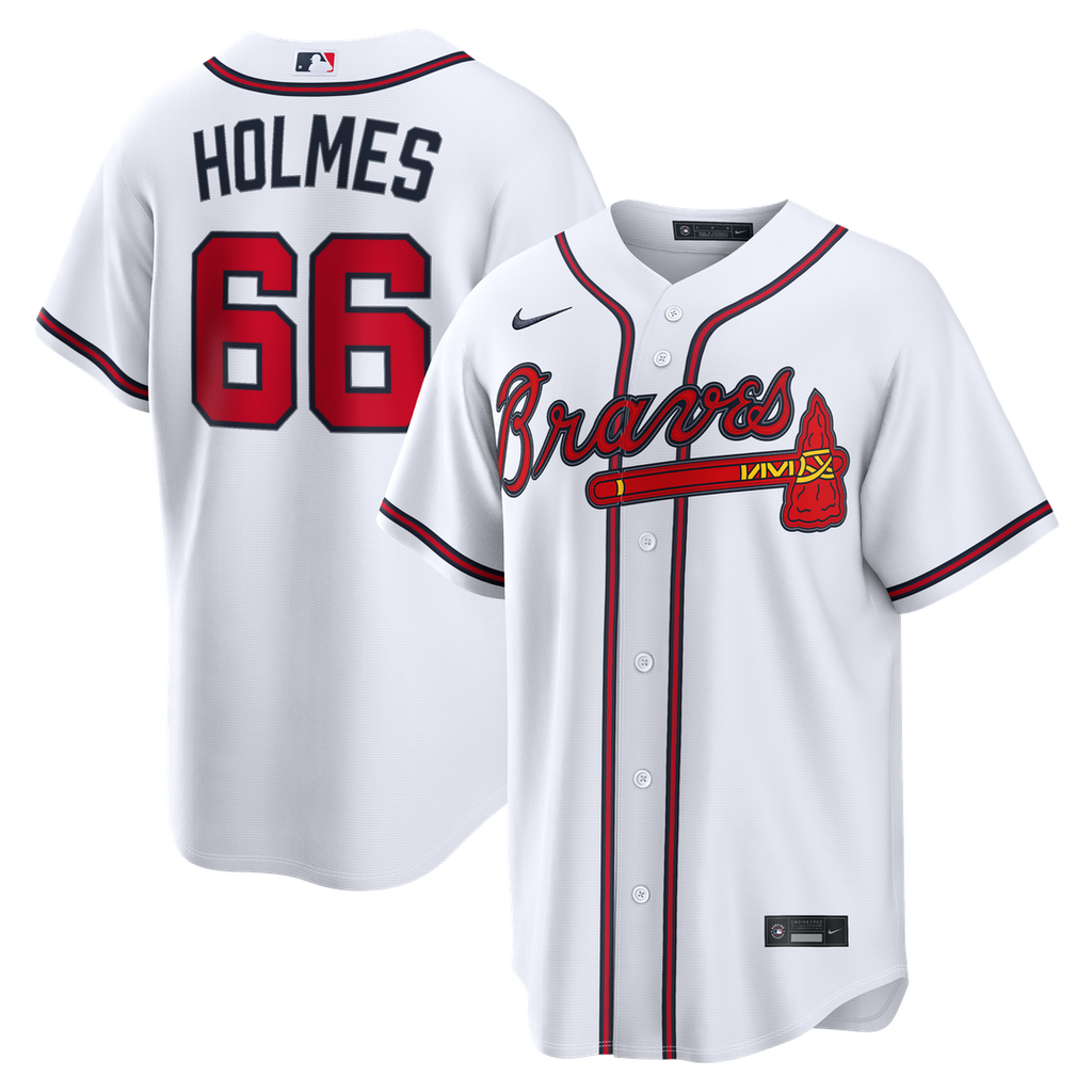 Atlanta Braves Grant Holmes Nike Home Replica Jersey - White Team Jersey Sports Fan Apparel