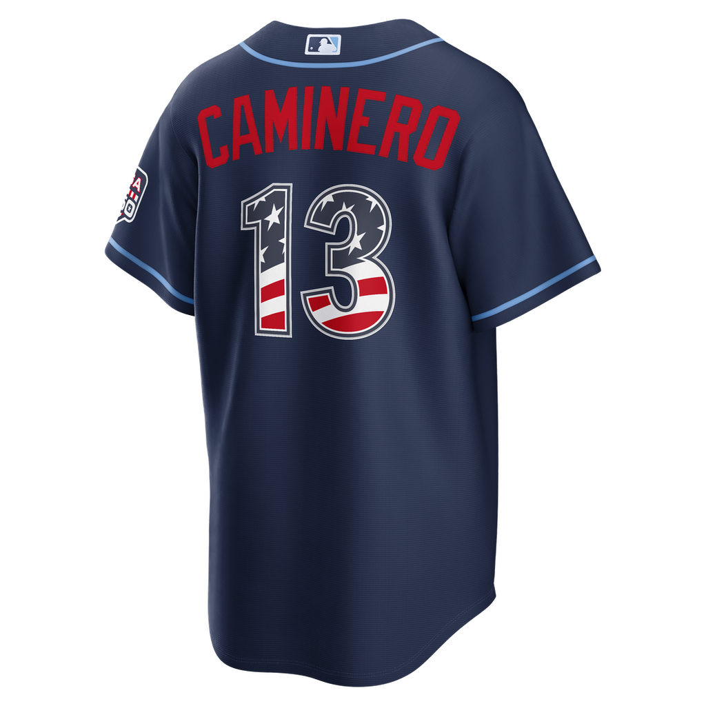 Tampa Bay Rays Junior Caminero Nike USA 250 Fourth of July Road Stadium Jersey - Navy Team Jersey Sports Fan Apparel