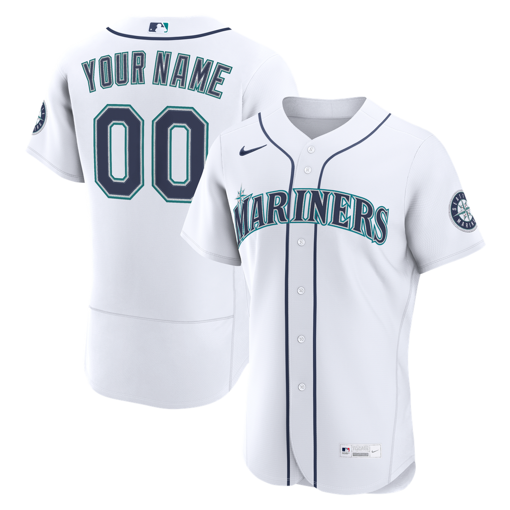Seattle Mariners Nike Home Authentic Custom Jersey - White Team Jersey Sports Fan Apparel