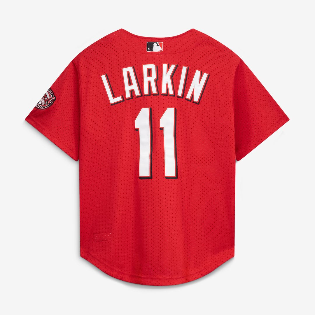 Cincinnati Reds Barry Larkin Mitchell & Ness Cooperstown Mesh Batting Practice Button - Up Jersey - Black Team Jersey Sports Fan Apparel