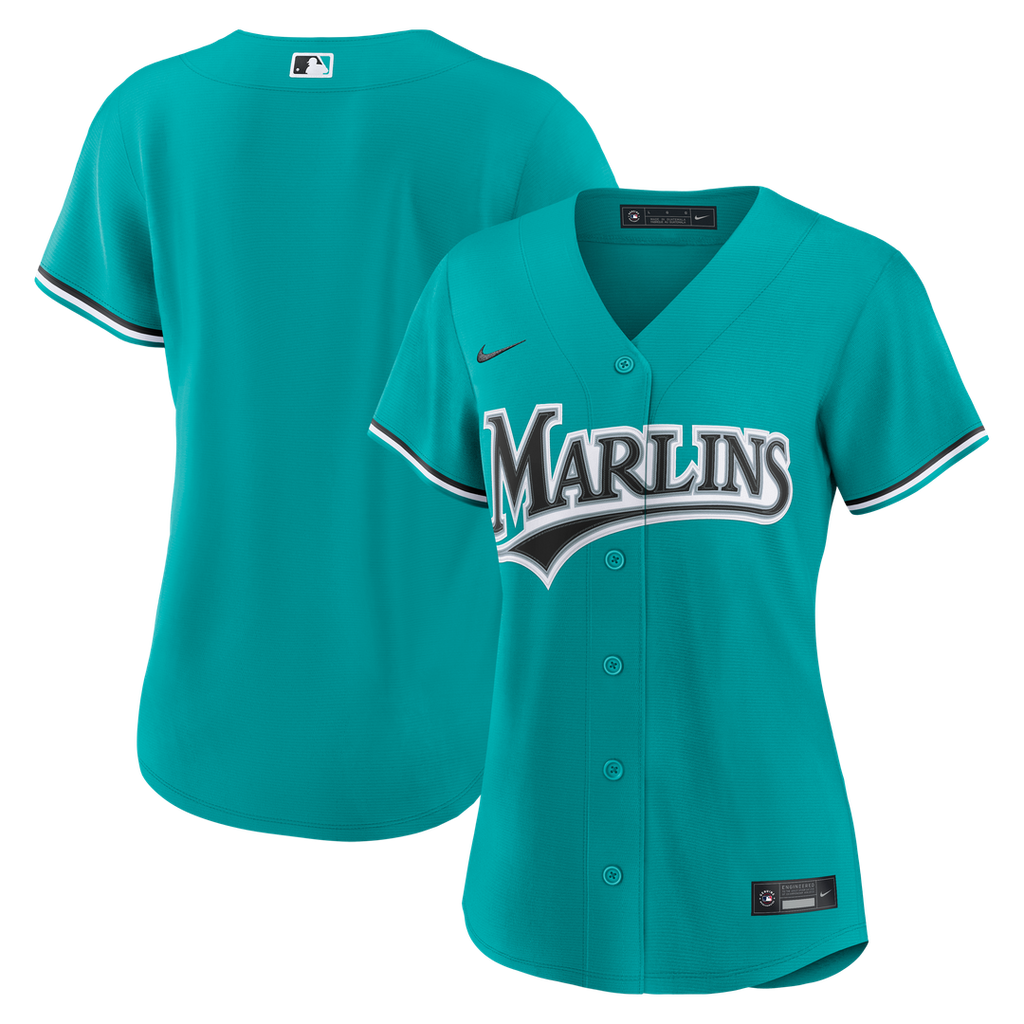 Miami Marlins Nike Women's Alternate Replica Jersey - Teal Team Jersey Sports Fan Apparel