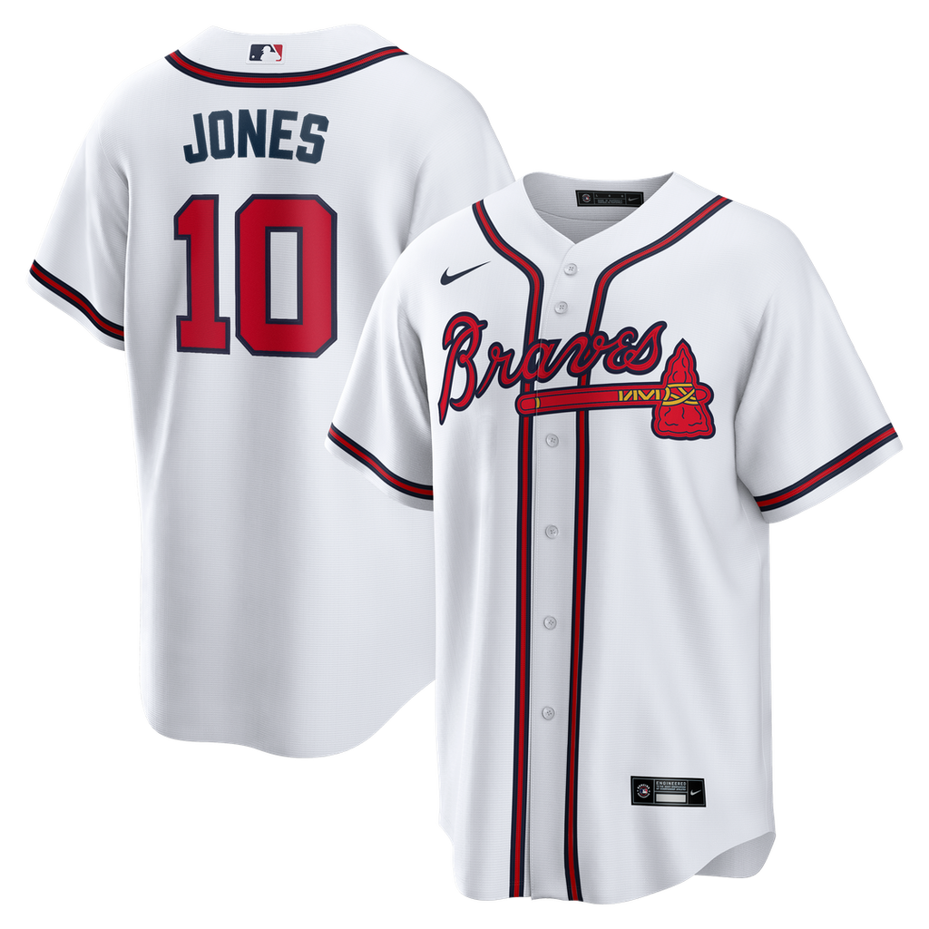 Atlanta Braves Chipper Jones Nike Home Retired Player Replica Jersey - White Team Jersey Sports Fan Apparel