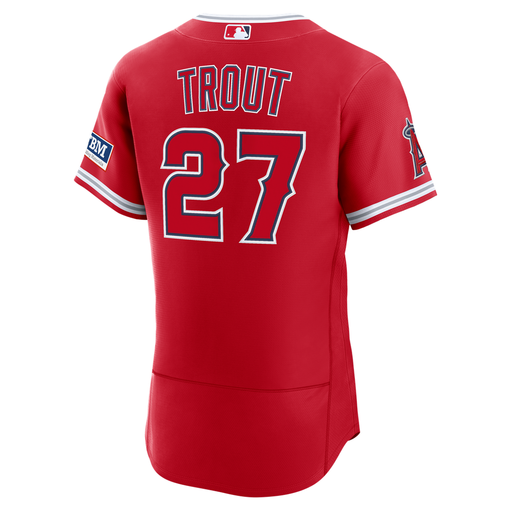 Los Angeles Angels Mike Trout Nike Alternate Authentic Sponsor Patch Jersey - Red Team Jersey Sports Fan Apparel