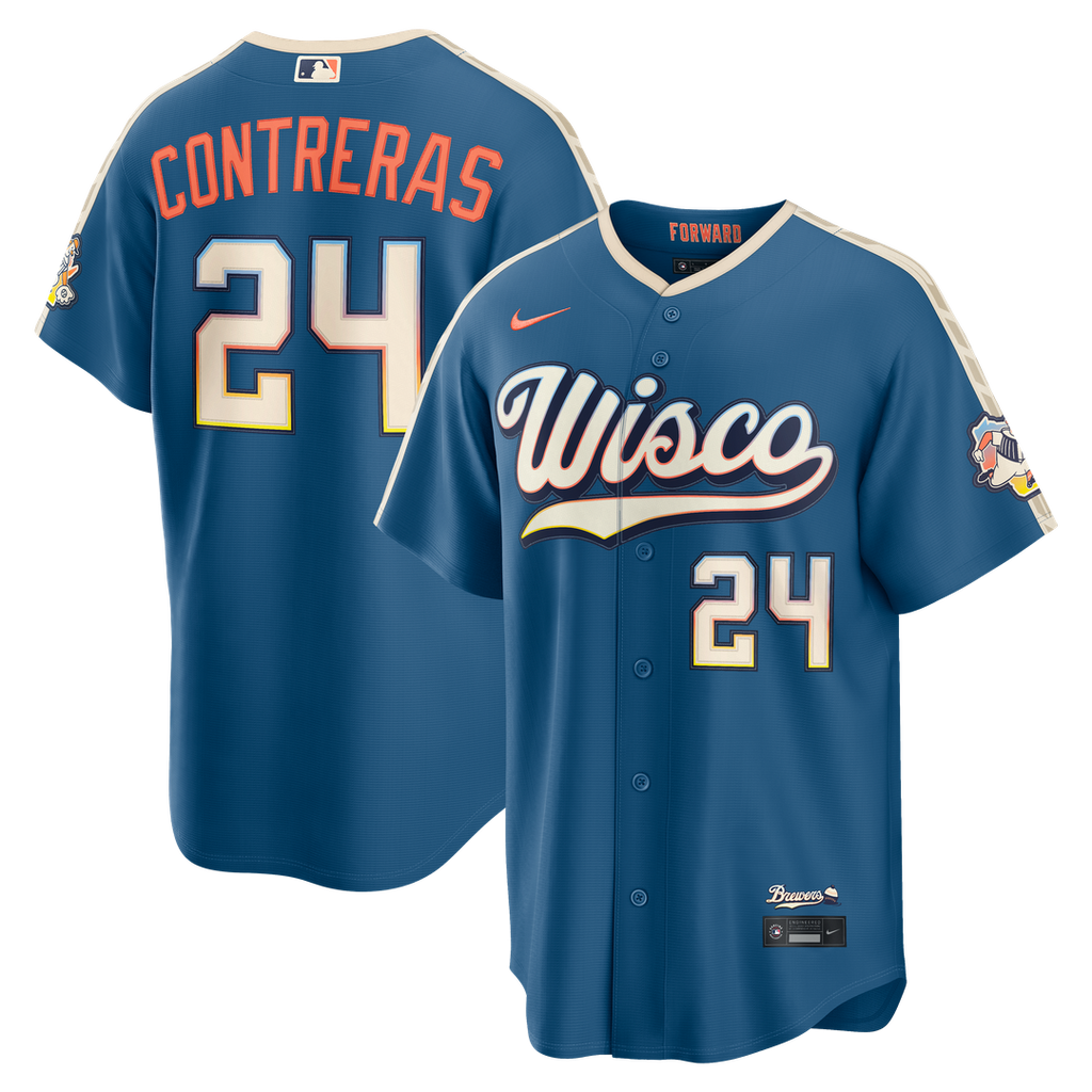 Milwaukee Brewers William Contreras Nike 2026 City Connect Stadium Jersey - Mineral Blue Team Jersey Sports Fan Apparel