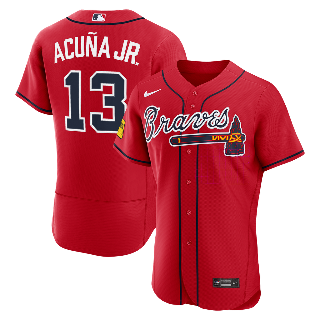 Atlanta Braves Ronald Acuña Jr. Nike Alternate Authentic Sponsor Patch Jersey - Red Team Jersey Sports Fan Apparel