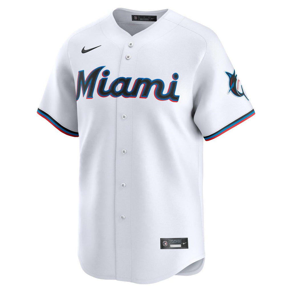 Miami Marlins Nike Home Limited Custom Jersey - White Team Jersey Sports Fan Apparel