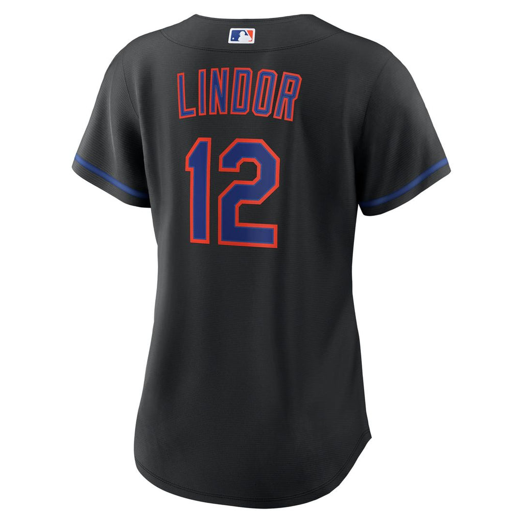 New York Mets Francisco Lindor Nike Women's Alternate Replica Jersey - Black Team Jersey Sports Fan Apparel