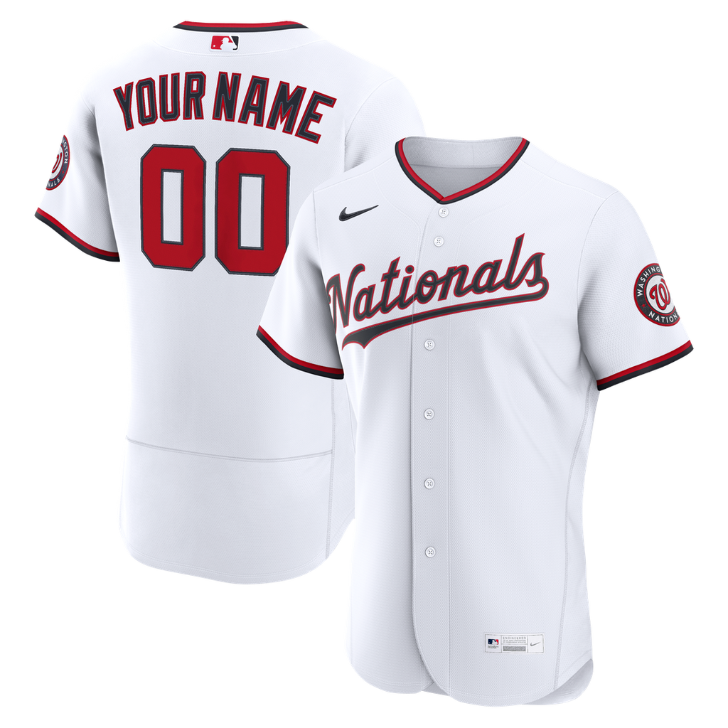 Washington Nationals Nike Home Authentic Custom Jersey - White Team Jersey Sports Fan Apparel