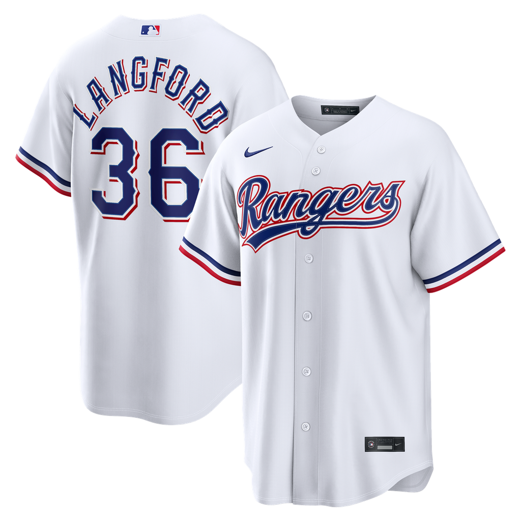Texas Rangers Wyatt Langford Nike Home Replica Jersey - White Team Jersey Sports Fan Apparel
