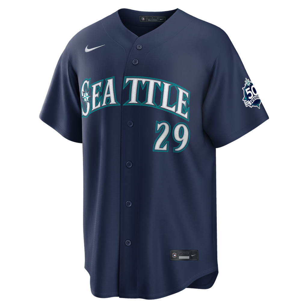Seattle Mariners Cal Raleigh Nike Road Stadium 50th Season Patch Jersey - Navy Team Jersey Sports Fan Apparel