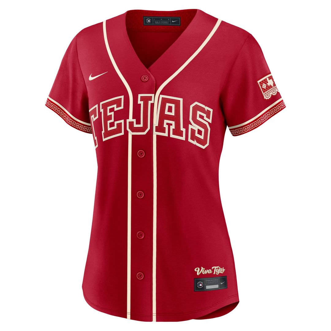Texas Rangers Jacob deGrom Nike Women's 2026 City Connect Stadium Jersey - Red Team Jersey Sports Fan Apparel