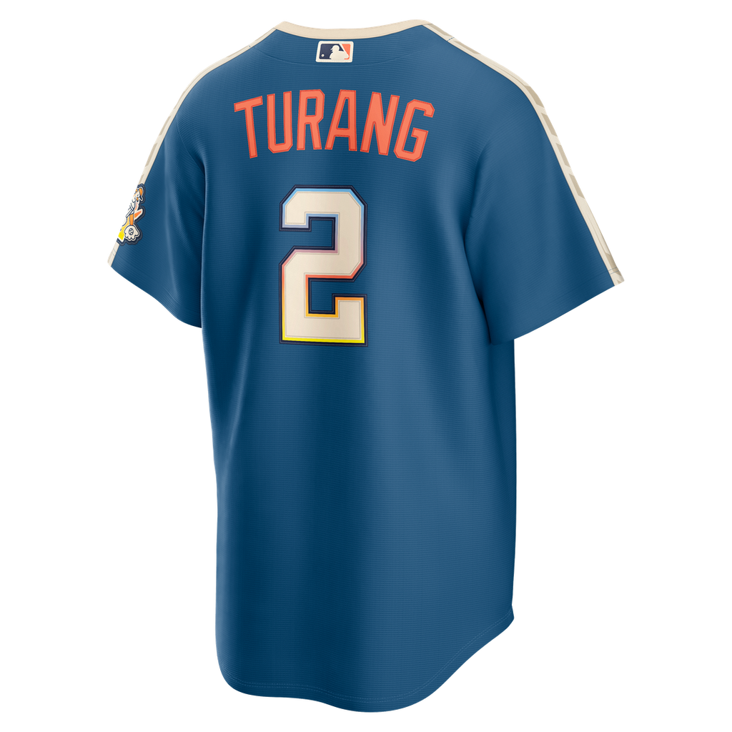 Milwaukee Brewers Brice Turang Nike 2026 City Connect Stadium Jersey - Mineral Blue Team Jersey Sports Fan Apparel