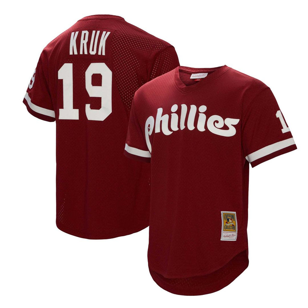 Philadelphia Phillies John Kruk Mitchell & Ness Big & Tall Cooperstown Mesh Batting Practice Jersey - Burgundy Team Jersey Sports Fan Apparel