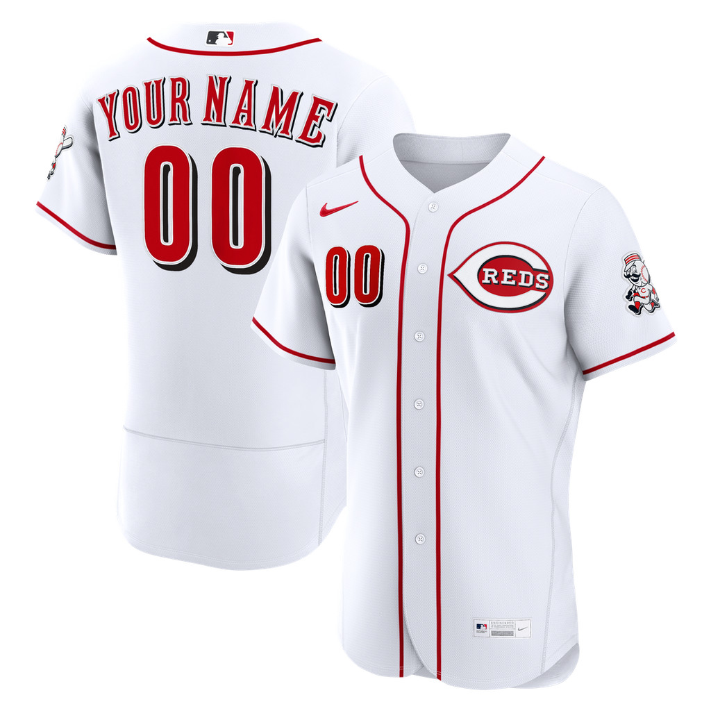 Cincinnati Reds Nike Home Authentic Custom Jersey - White Team Jersey Sports Fan Apparel