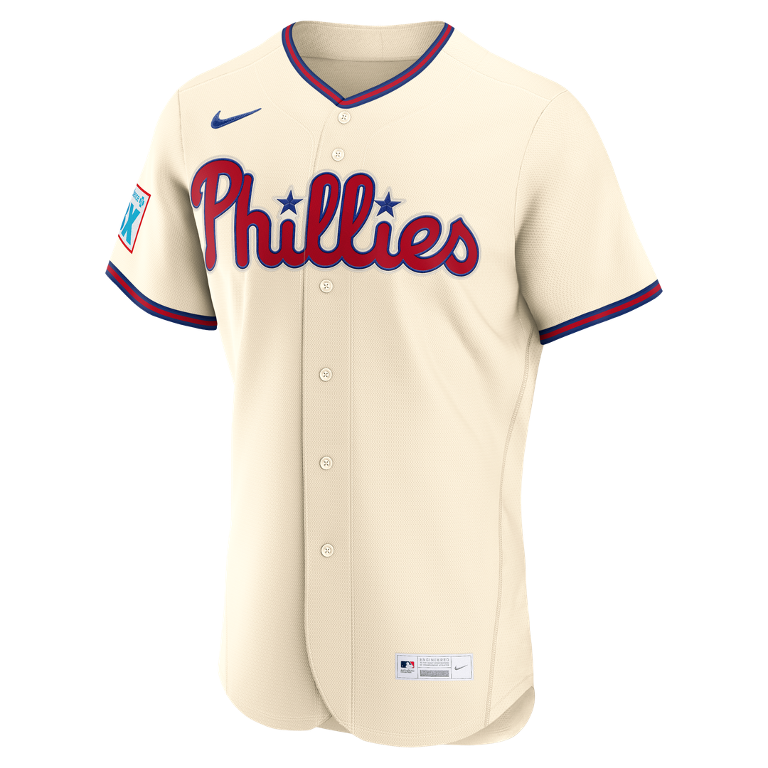 Philadelphia Phillies Bryce Harper Nike Alternate Authentic Sponsor Patch Jersey - Cream Team Jersey Sports Fan Apparel