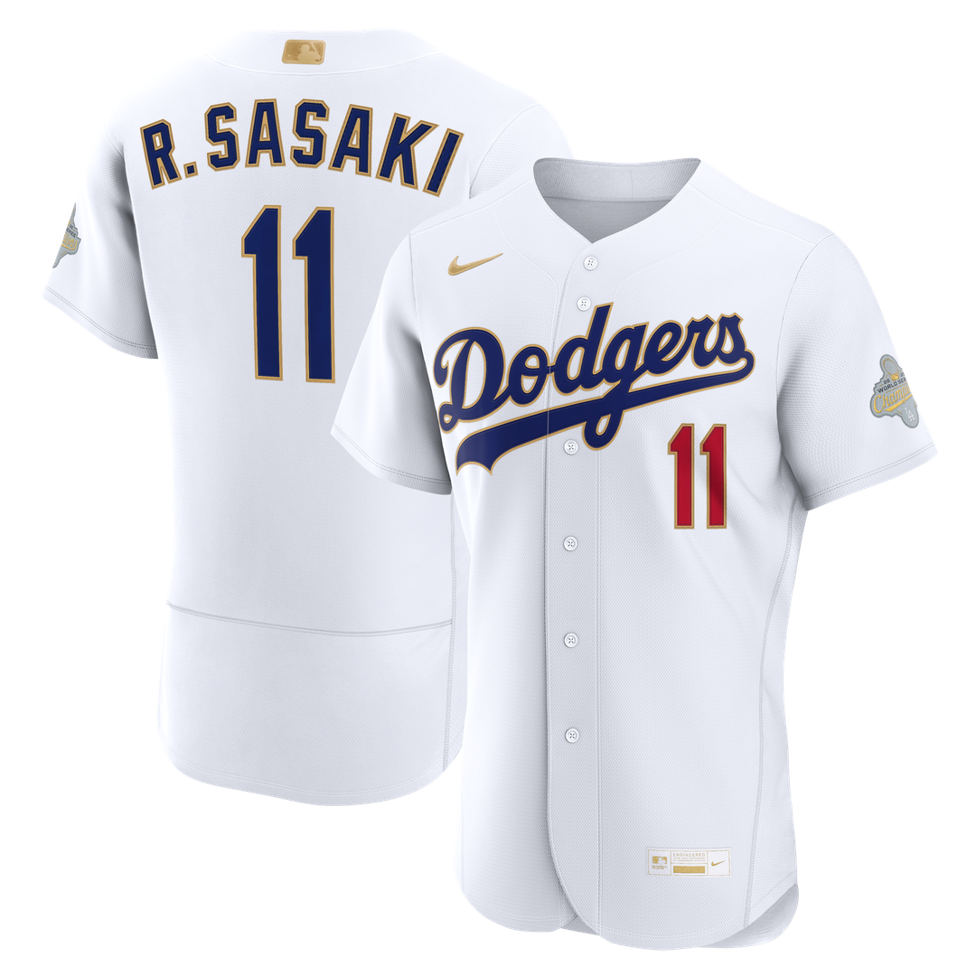Los Angeles Dodgers Roki Sasaki Nike 2026 Gold Collection Authentic Jersey - White Team Jersey Sports Fan Apparel