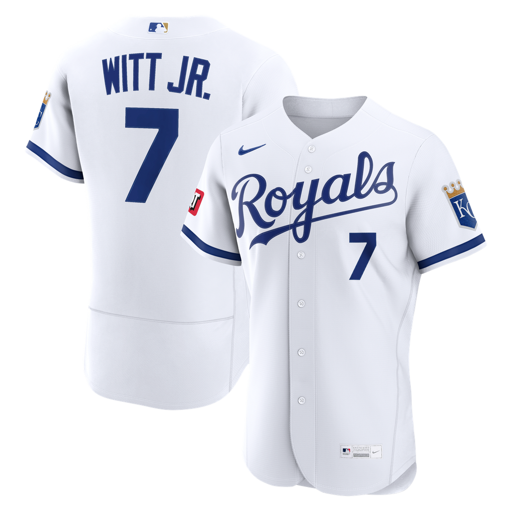 Kansas City Royals Bobby Witt Jr. Nike Home Authentic Sponsor Patch Jersey - White Team Jersey Sports Fan Apparel
