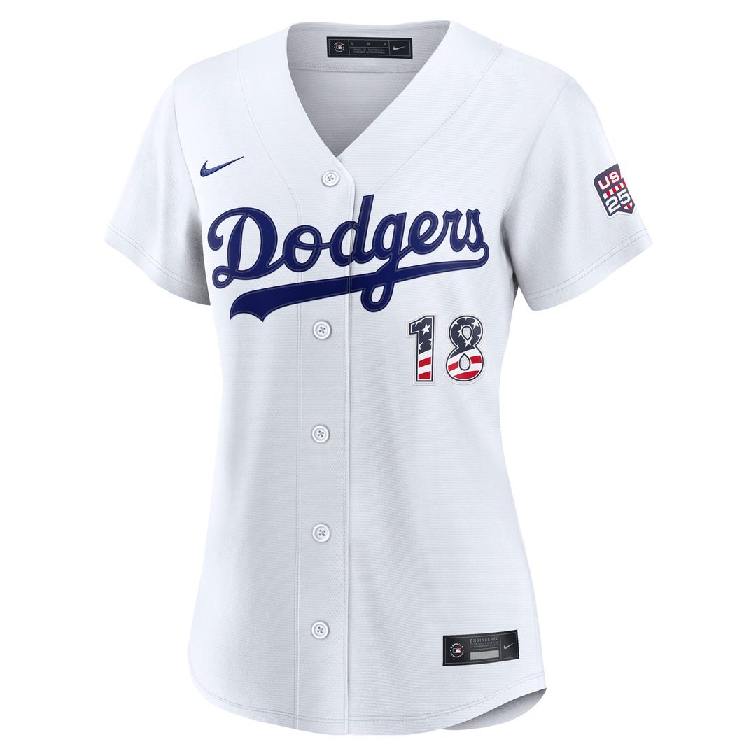 Los Angeles Dodgers Yoshinobu Yamamoto Nike Women's USA 250 Fourth of July Home Stadium Jersey - White Team Jersey Sports Fan Apparel