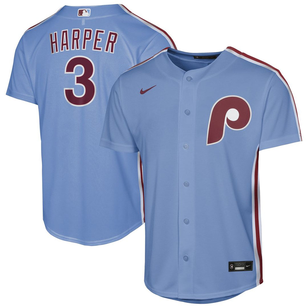 Philadelphia Phillies Bryce Harper Nike Youth Alternate Replica Jersey - Light Blue Team Jersey Sports Fan Apparel