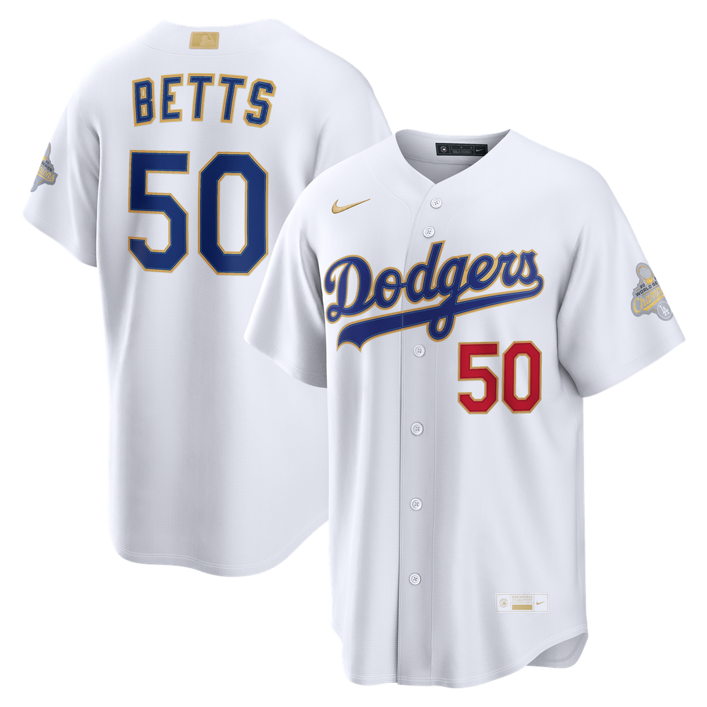 Los Angeles Dodgers Mookie Betts Nike 2026 Gold Collection Stadium Jersey - White Team Jersey Sports Fan Apparel