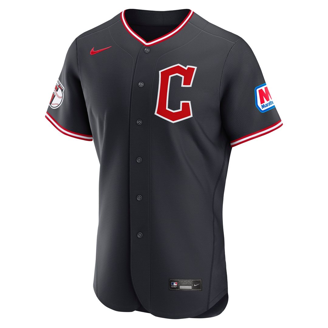 Cleveland Guardians Nike Alternate Authentic Sponsor Patch Jersey - Navy Team Jersey Sports Fan Apparel