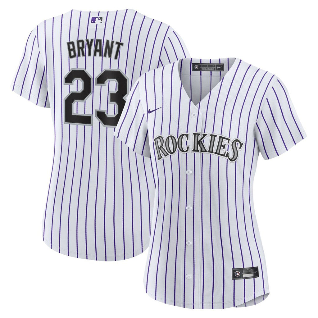 Colorado Rockies Kris Bryant Nike Women's Replica Player Jersey - White/Purple Team Jersey Sports Fan Apparel