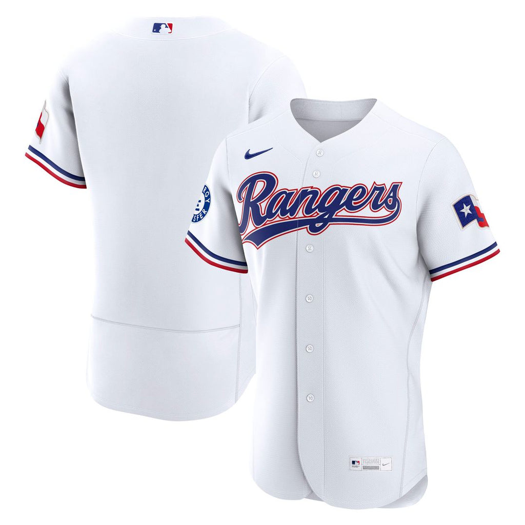 Texas Rangers Nike Home Sponsor Patch Authentic Jersey - White Team Jersey Sports Fan Apparel