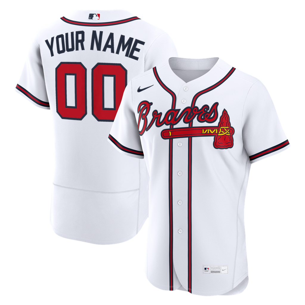 Atlanta Braves Nike Home Authentic Custom Jersey - White Team Jersey Sports Fan Apparel