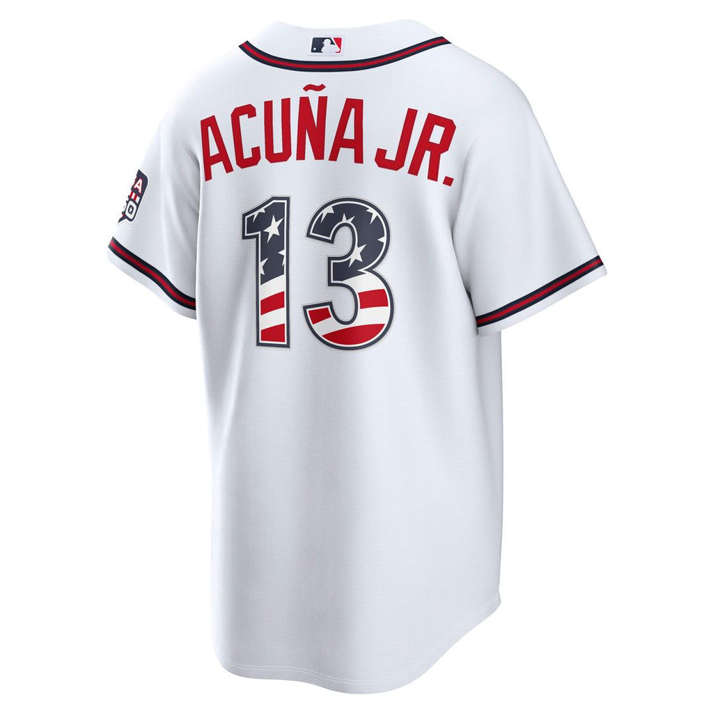Atlanta Braves Ronald Acuña Jr. Nike USA 250 Fourth of July Home Stadium Jersey - White Team Jersey Sports Fan Apparel