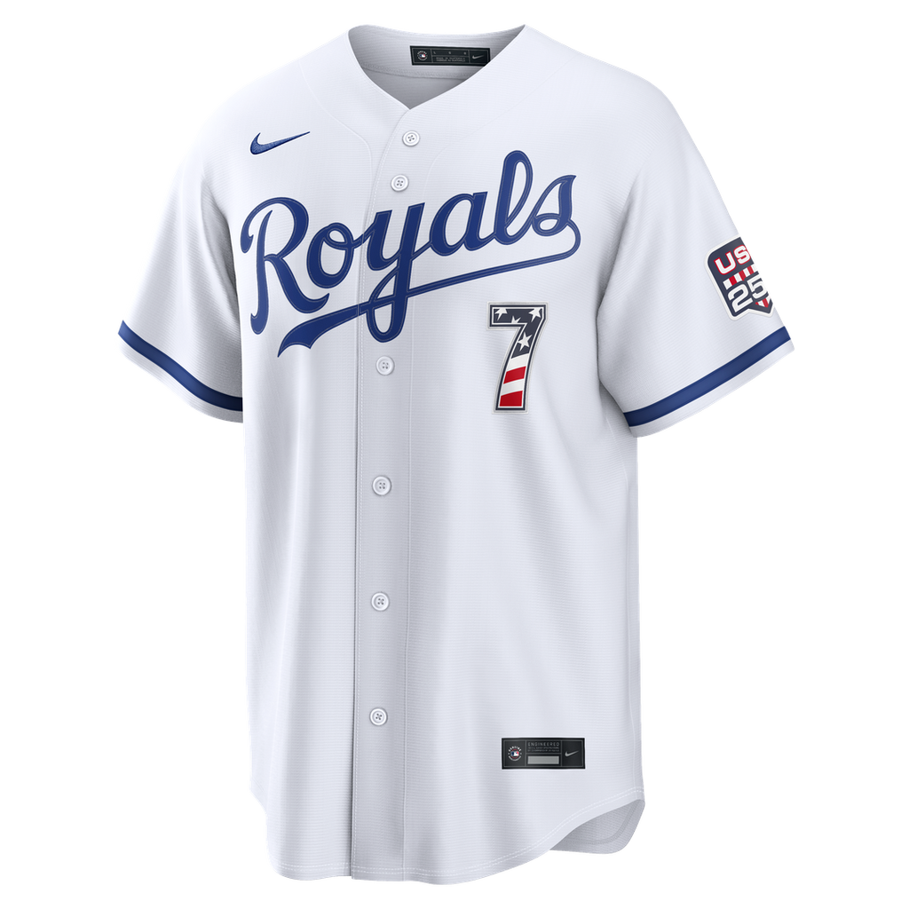 Kansas City Royals Bobby Witt Jr. Nike USA 250 Fourth of July Home Stadium Jersey - White Team Jersey Sports Fan Apparel